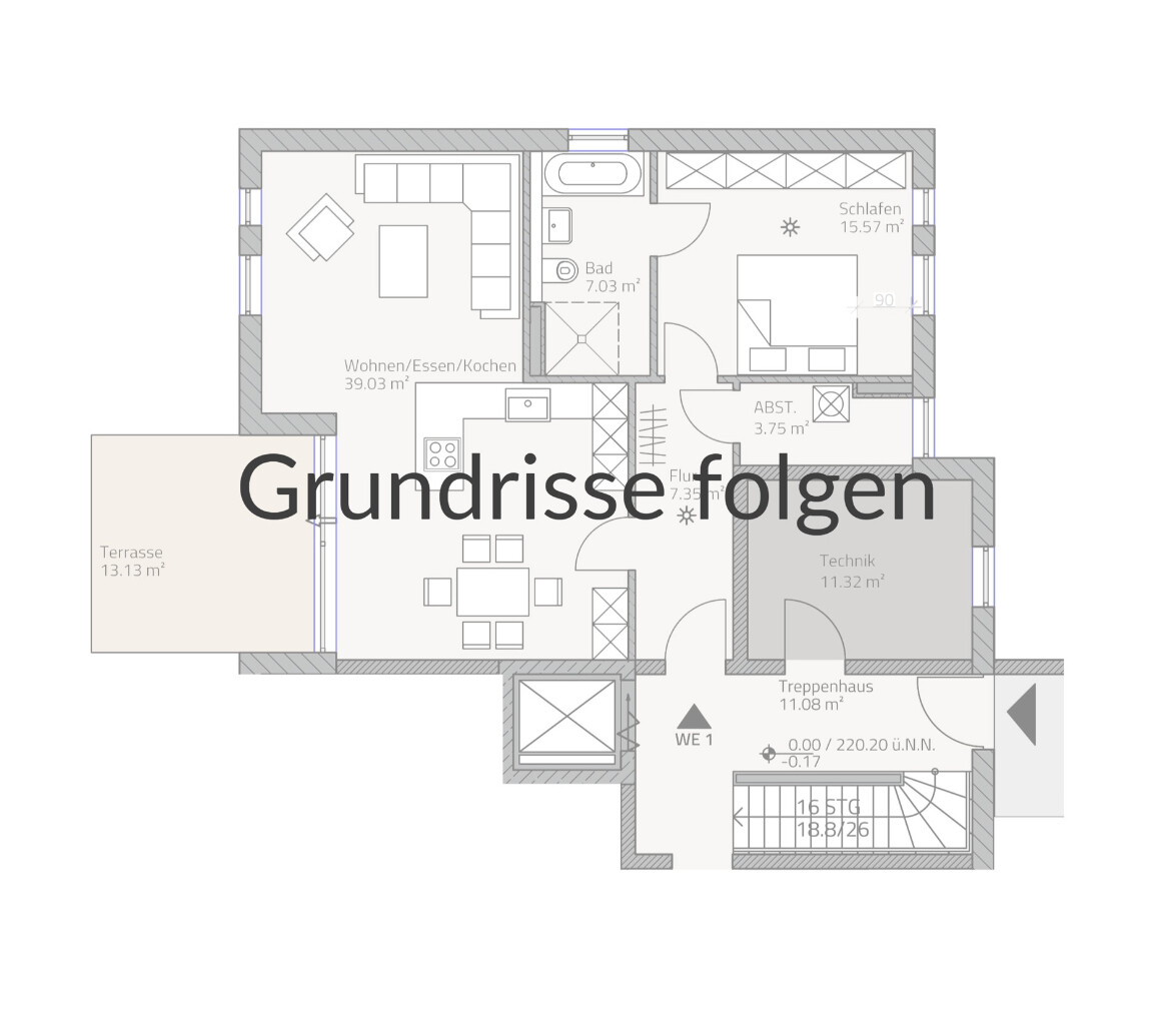 Möblierte 1-Zimmer-Wohnung in Muffendorf, mit großem Balkon und traumhafter Aussicht - Photo 1